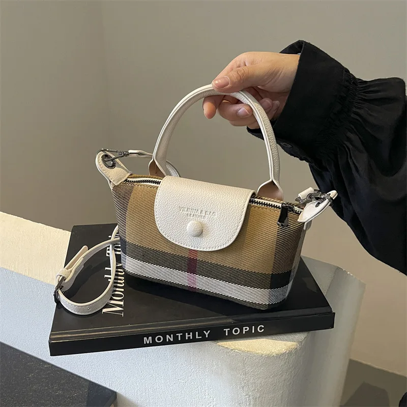 European and American Fashion Women's Bag 2025 New Check Pattern Bag Handheld Dumpling Bag Handheld Crossbody Bag image 6