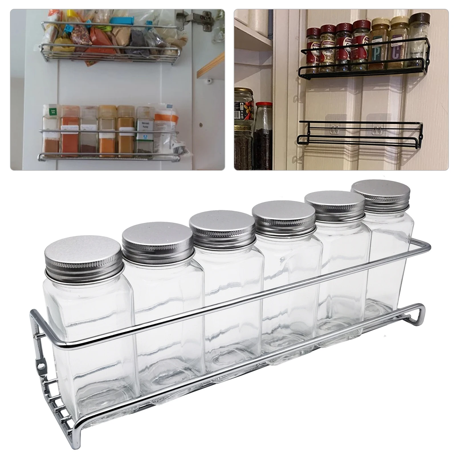 Adhesive Spice Rack Spice Rack Organizer For Cabinet Door No Drill Needed Hanging Option Wall Mount