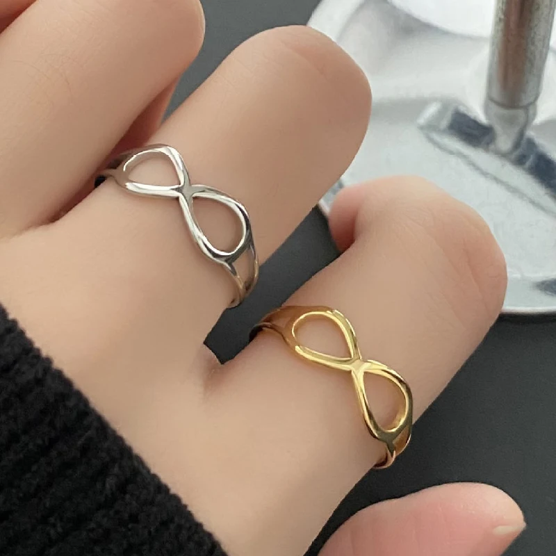 Minimalist Infinity Rings Love Forever Jewelry for Women Fashion Silver Golden Color Metal Geometry 8 Number Ring Jewelry Gift