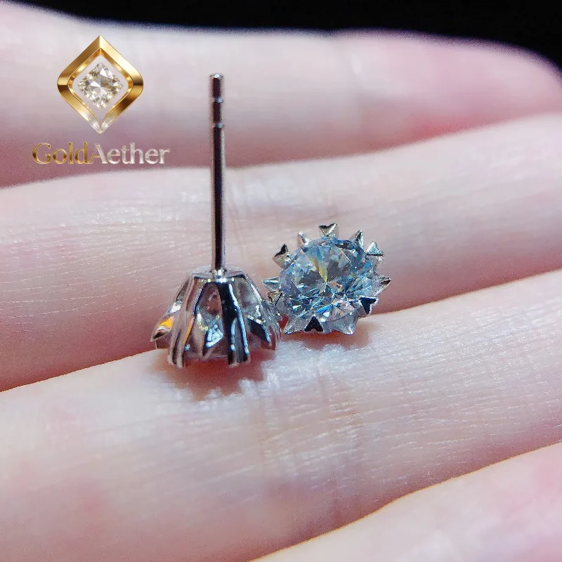 

Серьги-гвоздики GoldNouveau с муассанитом 0.5 карата/шт., 5.0 мм, цвет D, VVS1, из платины PT950, свадебные, E034