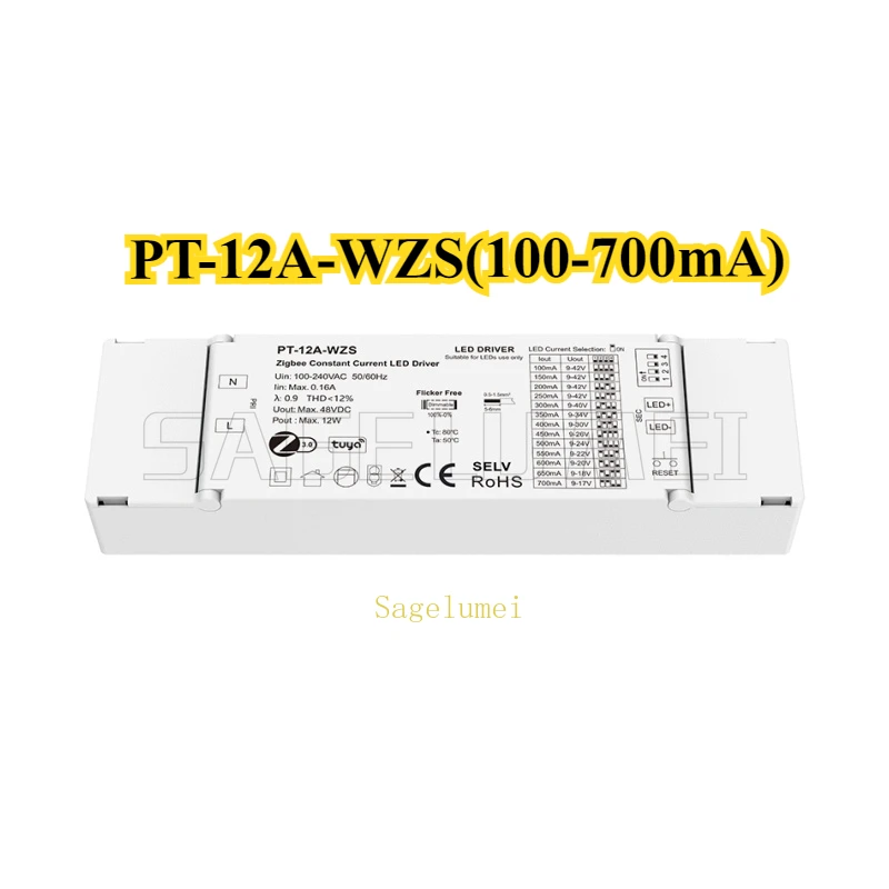 LED Driver 100-700mA/ 2x(150~450)mA for Downlight Spotlight And Decorative Applications 10-42VDC 12W Zigbee 3.0 Constant Current