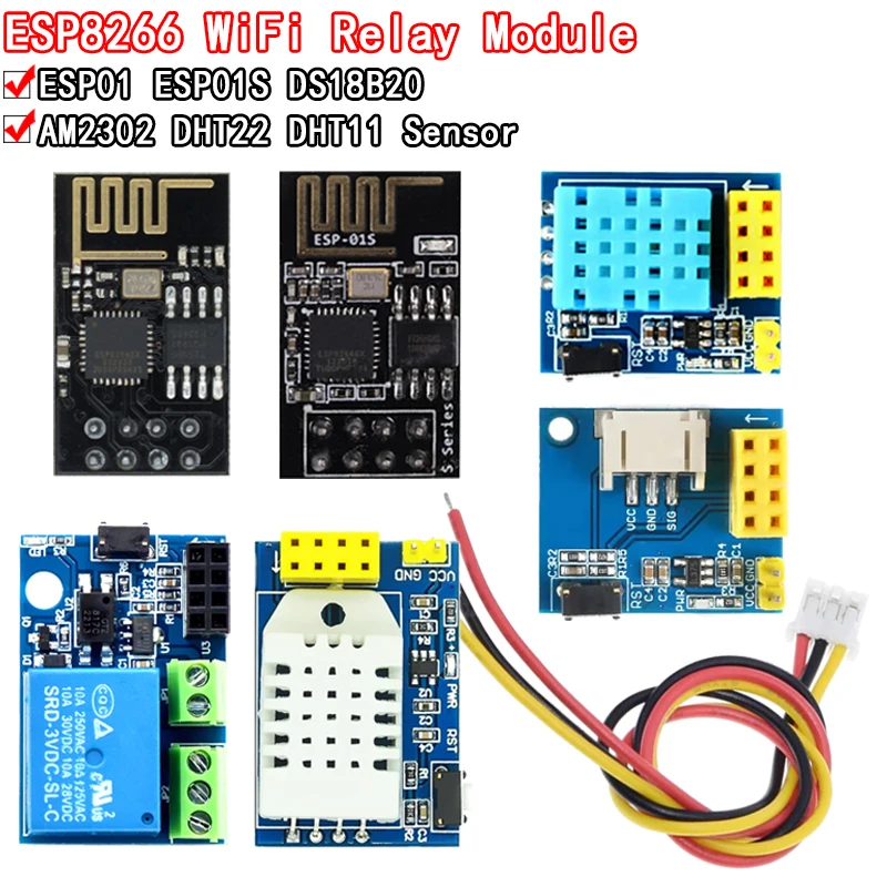 ESP8266 5V WiFi relay module DS18B20 DHT11 RGB LED Controller Things smart home remote control switch phone APP ESP-01S