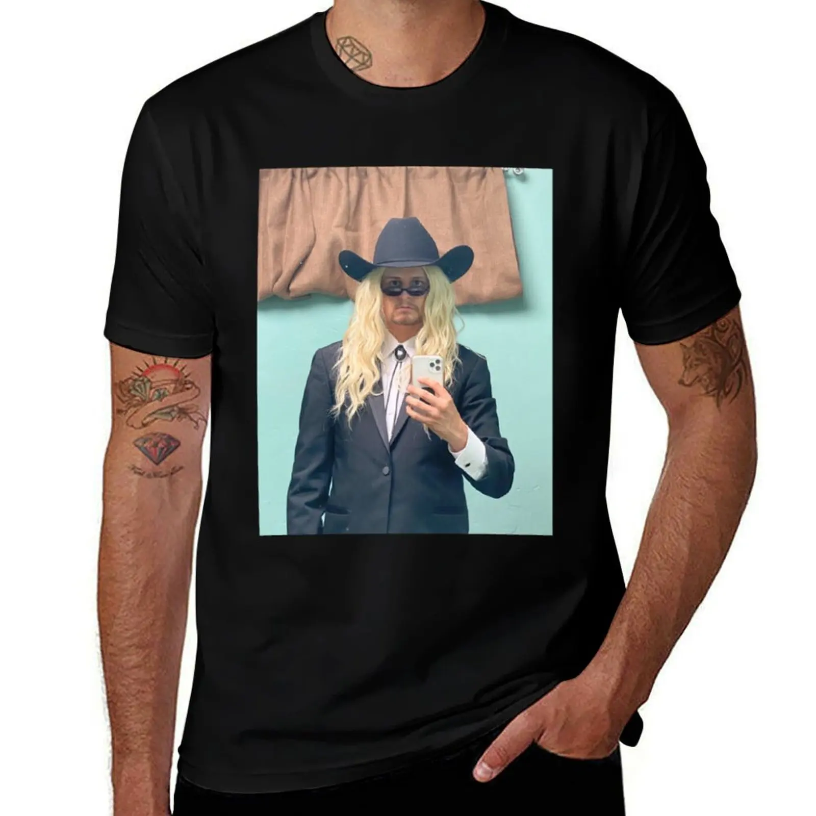Cowboy Oliver tree Long T-Shirt Classic Crew Neck Cotton T-Shirt