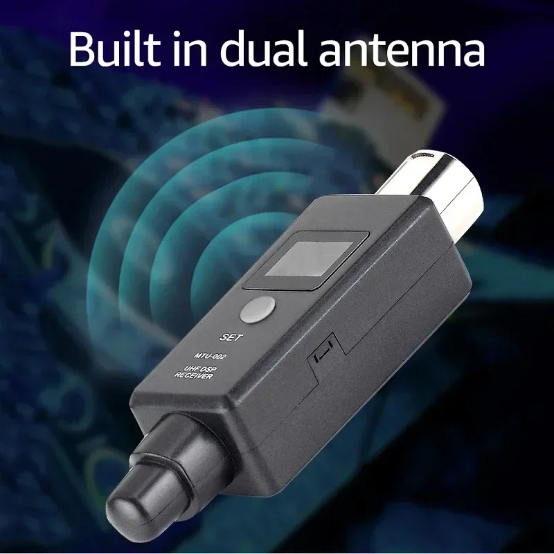 Microphone Wireless Transmitter Receiver Guitar Audio Transmission System XLR Connection Built-in Rechargeable Battery