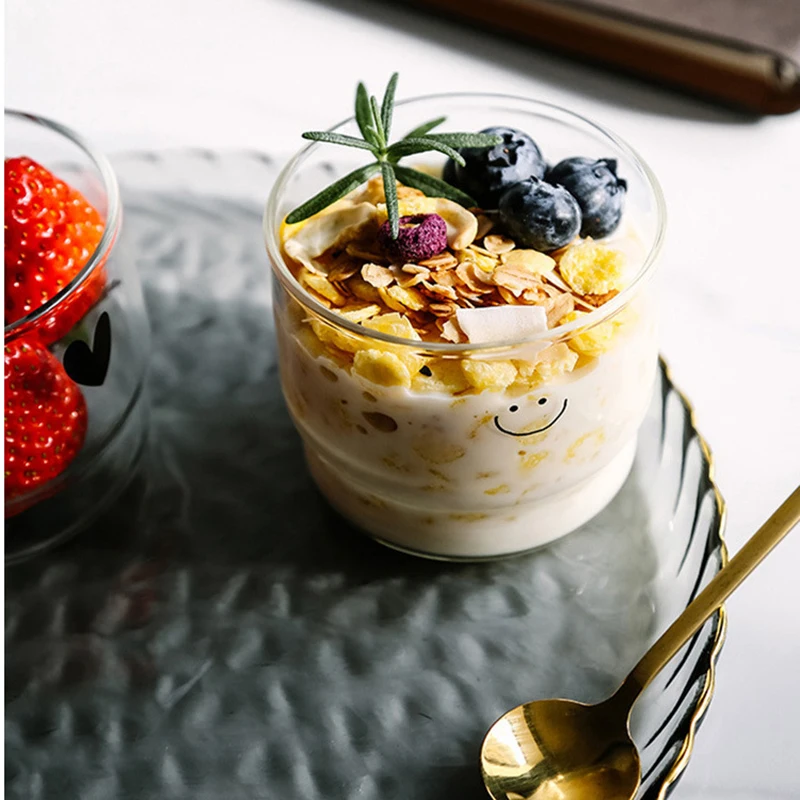 4 Stück Set Glas Mousse Tasse Pudding Tasse Dessert Kuchen Schüssel Gelee Joghurt Mousse Back becher hitze beständige Kaffee Milch Tasse