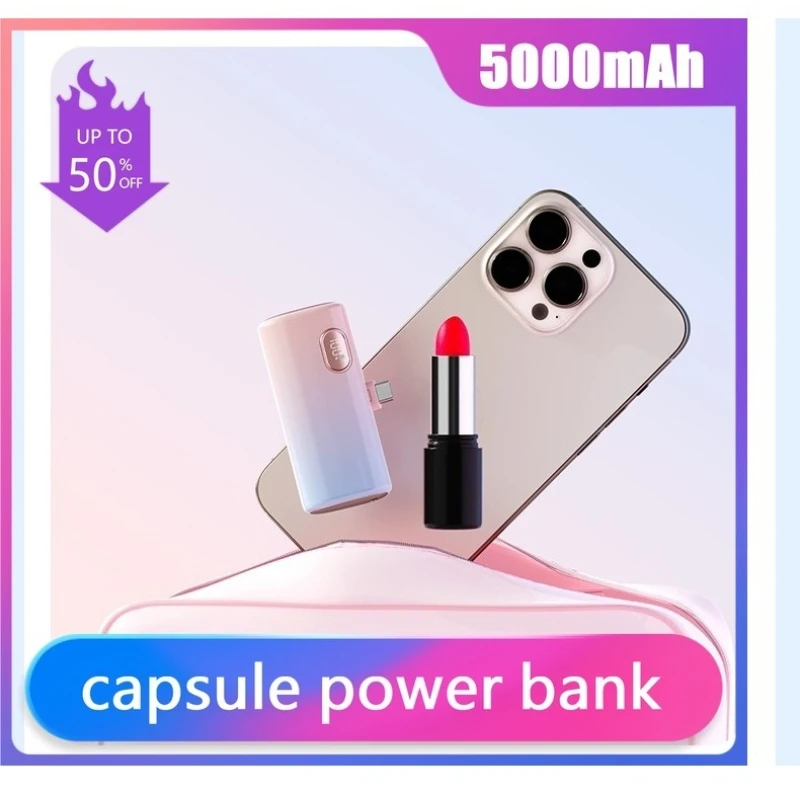 5000mAh 22.5W Capsule Power Bank Super Fast Charging Emergency Power Supply Mobile Power Bank