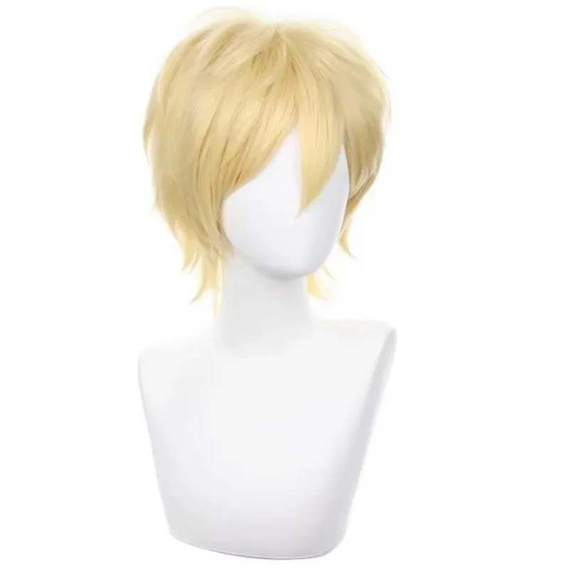 2025 12 شعر مستعار كوسبلاي للهالوين أنيمي مضاد للتجعيد للرجال أصفر فاتح شعر قصير عبر الحدود #4