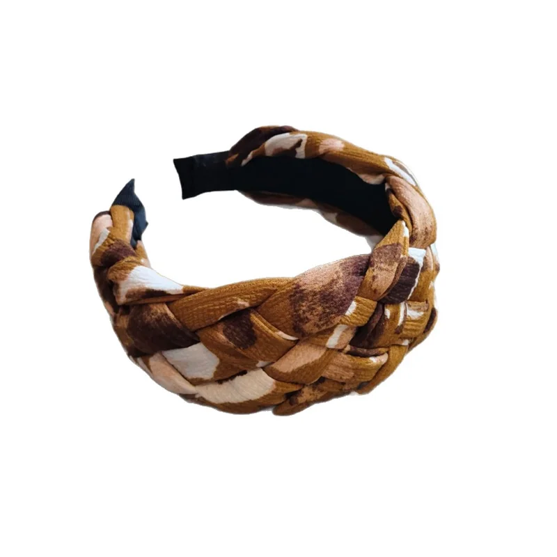 

Корейская широкая тканевая повязка для волос с винтажным узлом и принтом, милые аксессуары и украшения для волос, женская заколка-зажим для волос