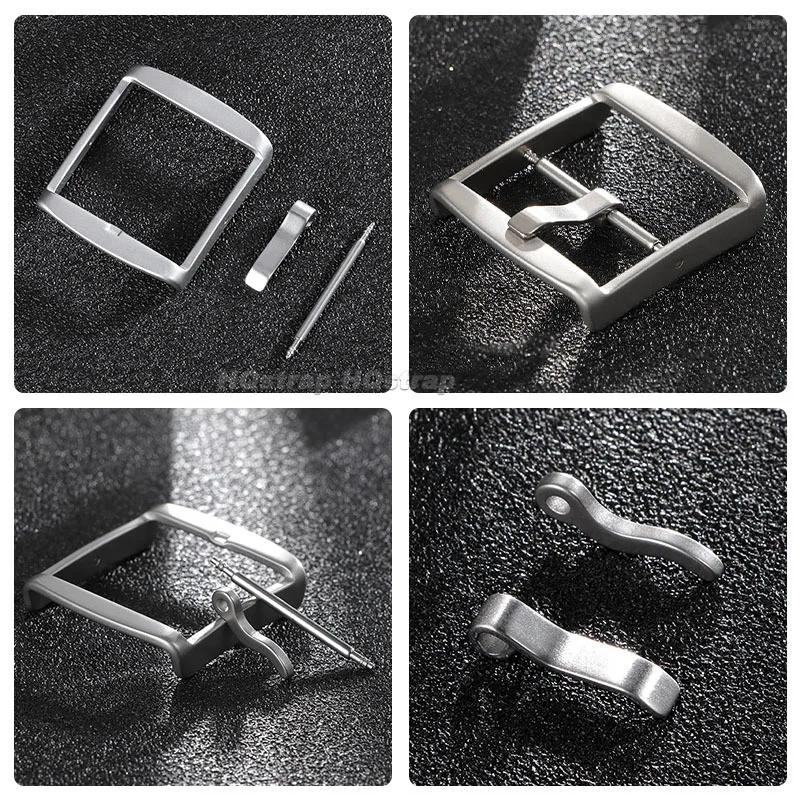 견본 용 스테인레스 스틸 스트랩 버클 16mm 18mm 20mm 22mm 24mm 금속 걸쇠 가죽 실리콘 시계 밴드 금속 핀 실버 버튼