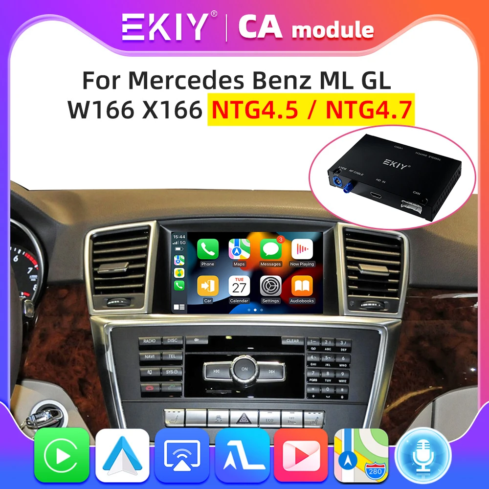 EKIY Wireless CarPlay Android Auto NTG4.5 NTG4.7 For Mercedes Benz ML GL W166 X166 2012 - 2015 Mirror Link AirPlay For YouTuBe