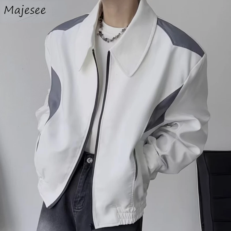 

Zip-up Jackets for Men Panelled Loose Cool Personality High Street All-match Pockets Handsome Daily American Style Ropa Hombre