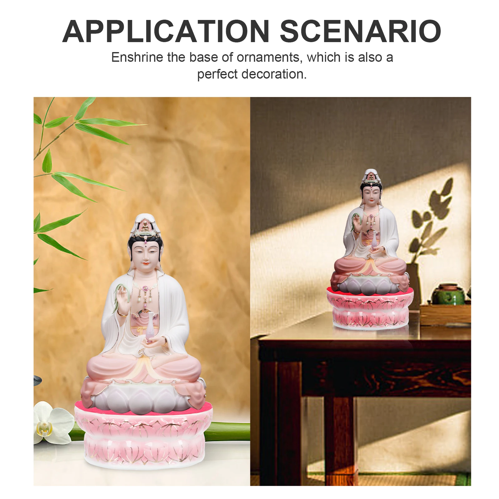 

Avalokitesvara Statue Base Ceramic High Quality Buddha Lotus Stand Decorative Home Display Desktop Ornament Ceramic Desk Decor