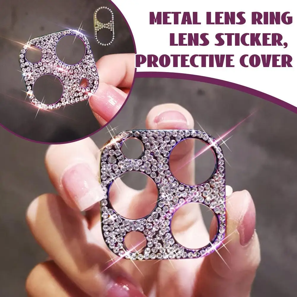 For IPhone 16 3D Rhinestone Glitter Camera Lens Protector Lens Lens Protector Decoration Metal Slim Cover Crystal Camera Y3S1