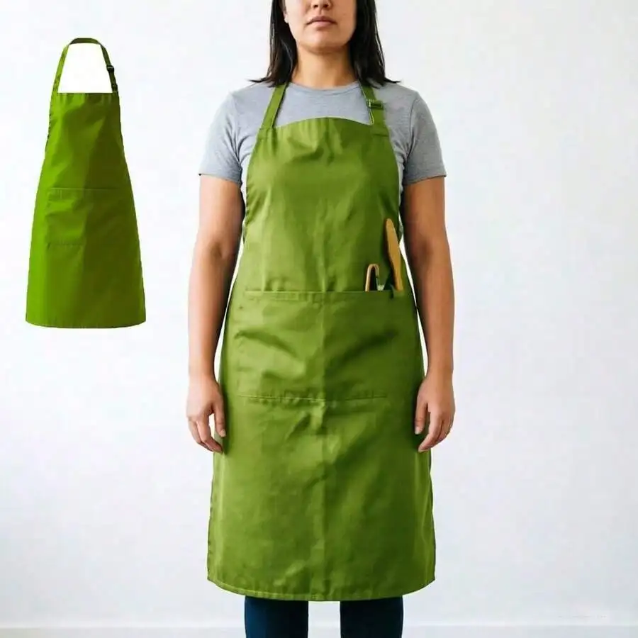 

1pc Plus Size Apron, Large Kitchen Apron With 2 Pockets, Adjustable Black Apron Suitable For Men And Women Cooking, Baking, Cleaning, Gardening