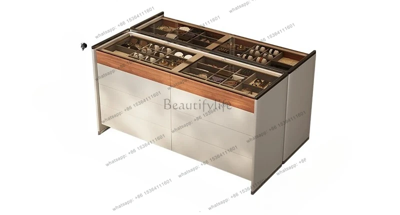 

Italian minimalist solid wood eight-bucket cabinet, Nakajidai jewelry cabinet, high-end storage locker