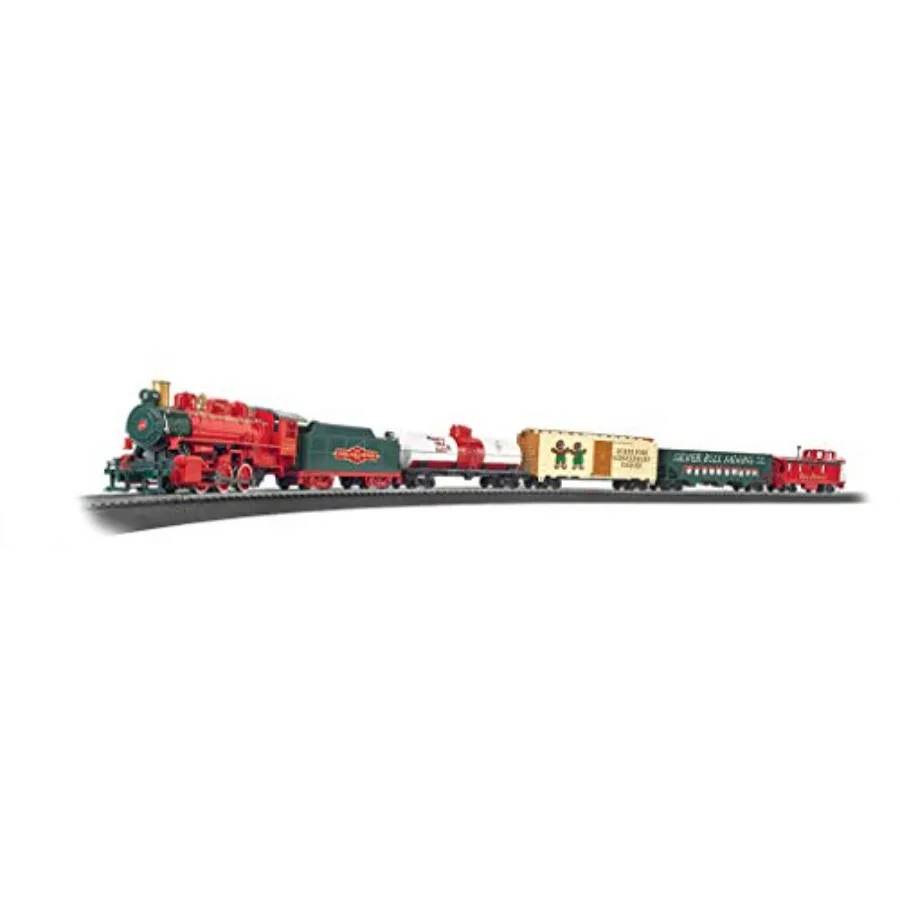 HO Scale electric train set for holiday display, metal and plastic construction, red and green colors, ready-to-run with jingle