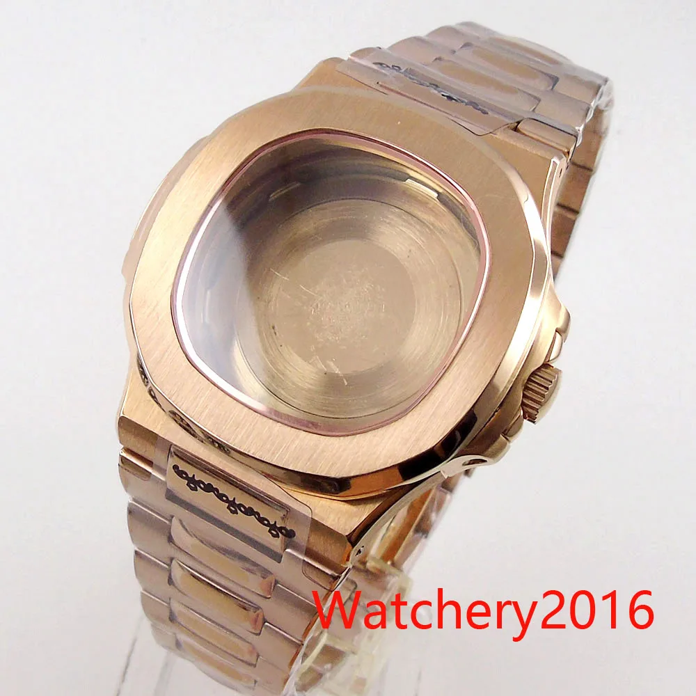 

40mm Sapphire solid Rose Gold stainless steel Watch Case fit NH35A Miyota 8215 MingZhu 2813 Automatic movement