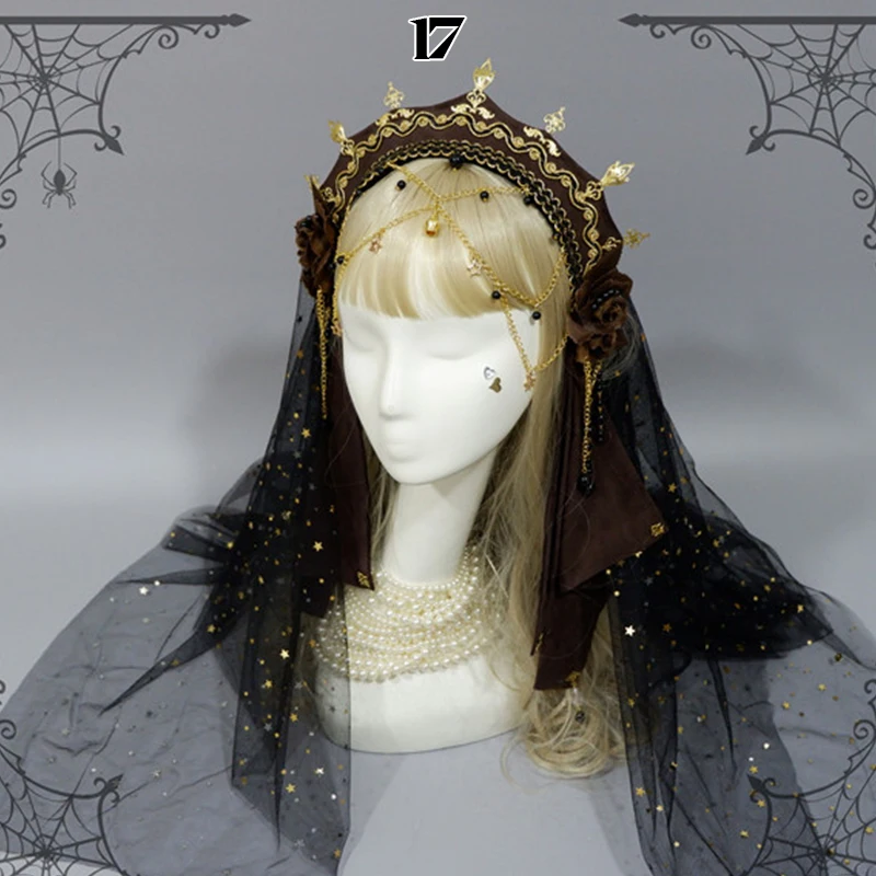 Renaissance Women Tiara Gothic Tudor Crown Lolita Headpiece Hat French Royal Headband Europe Palace Cosplay Hair Accessories