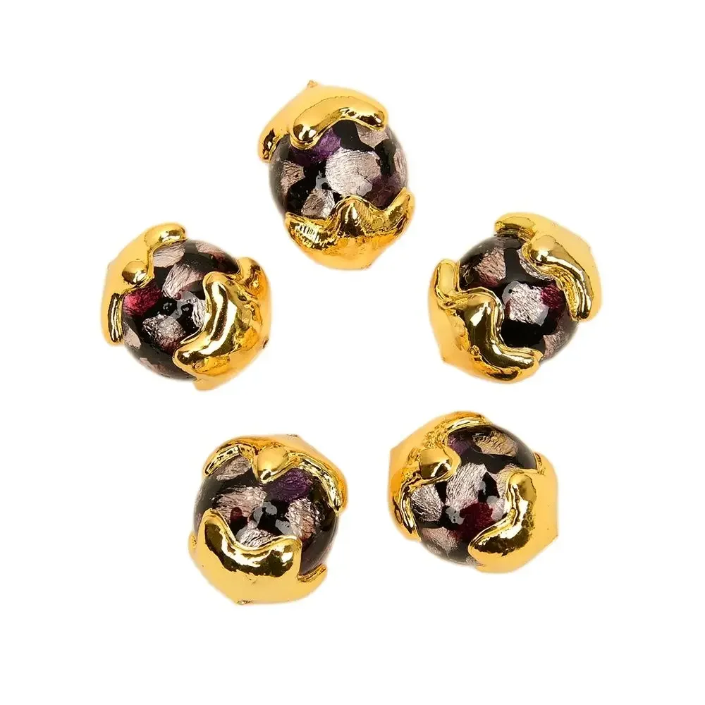 

Wholesale 5 Pcs Purple Murano Glass Gold Plated Spacer Beads Female Accessory Findings Jewelry Making DIY