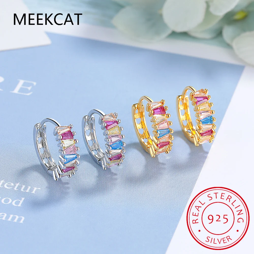 Natural Amethyst Citrine Peridot Blue Topaz Pink Sapphire 925 Sterling Silver Hoop Earring for Women Colorful Gemstone Jewelry - view 3