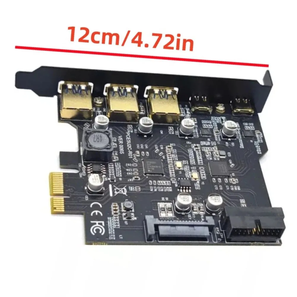 

Высокоскоростная карта расширения USB 3.2 Gen1 PCIe с 5 портами (2C 3A), 19-контактный разъем для Windows/Linux, карта расширения для ПК, новинка 2026 года