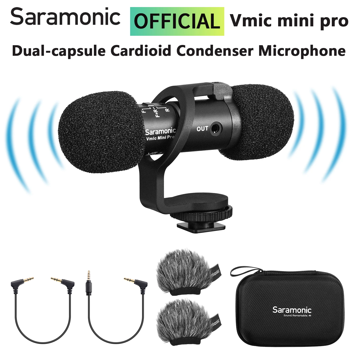 

Saramonic Vmic mini Pro Dual-capsule Cardioid Shotgun Microphone for iPhone Android DSLR Cameras Smartphone Live Streaming Vlog