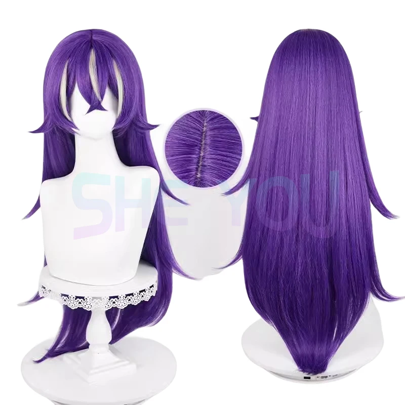 

Chevreuse Cosplay Wig 85cm Long Wig Purple with White Highlights Wig Cosplay Anime Cosplay Wigs Heat Resistant Synthetic Wigs