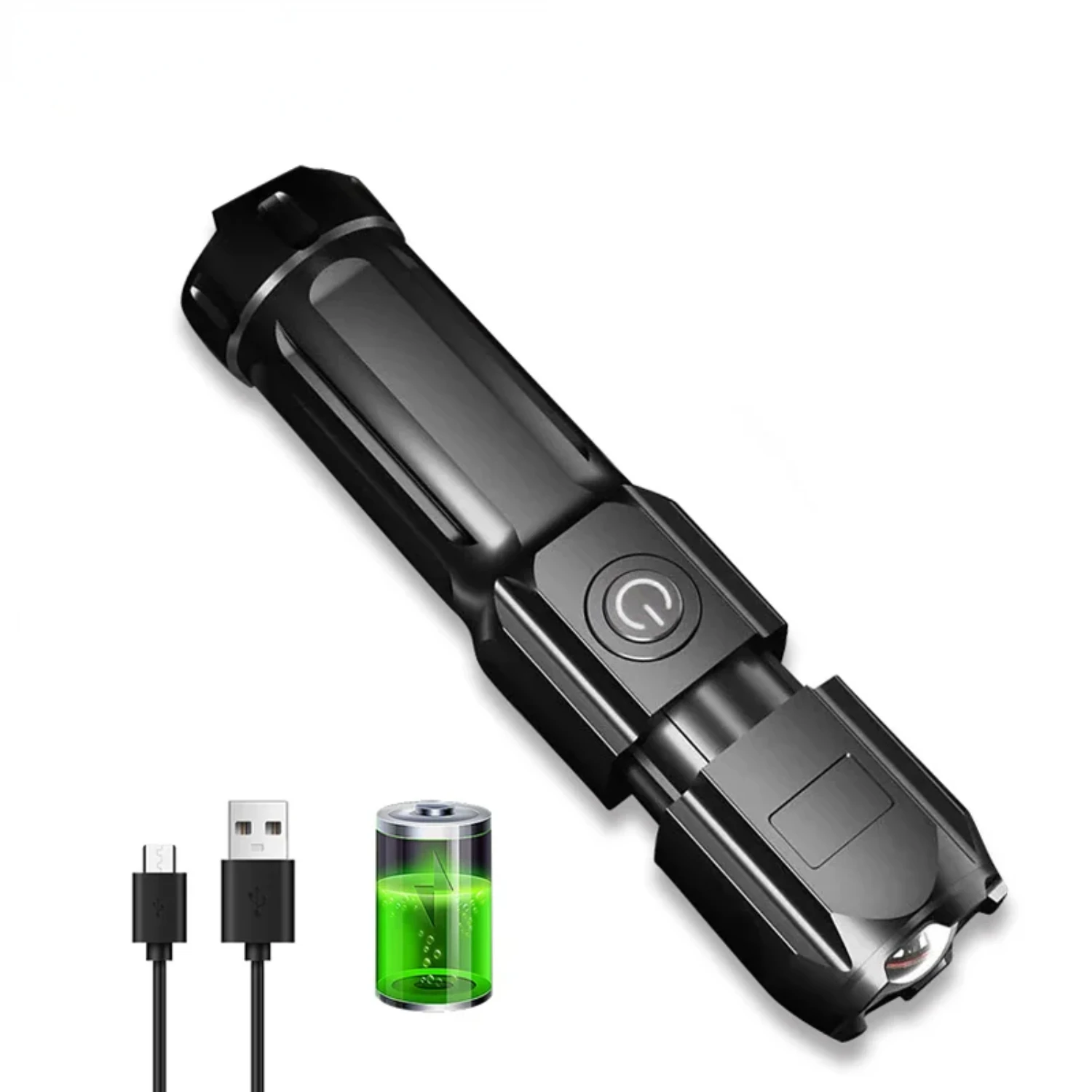 

New Camping Flashlight Telescopic Zoom Strong Light Portable High Power Flashlight USB Rechargeable Torch Outdoor Lighting Lamp