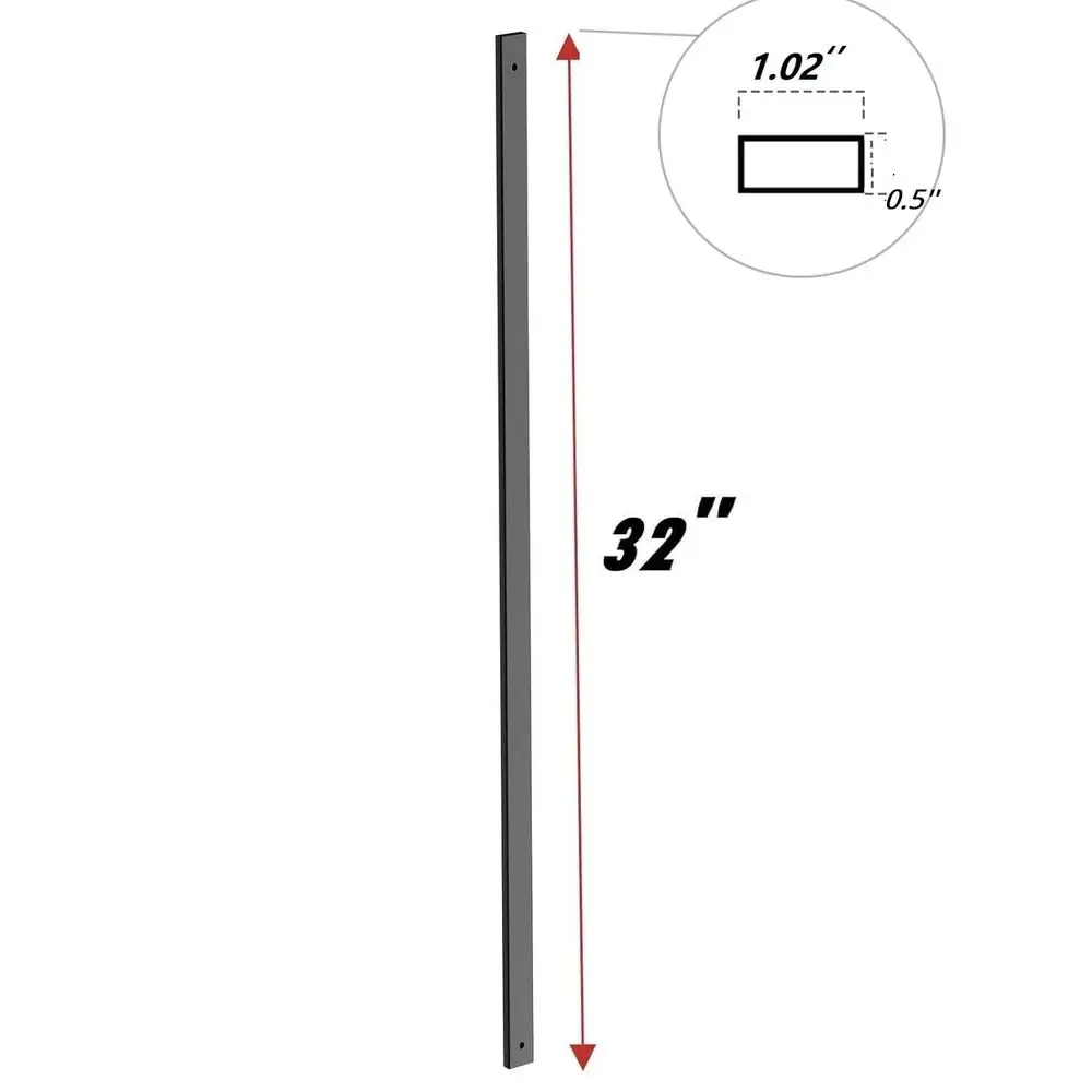 Set of 25 Black Metal Hollow Rectangle Balusters, 32 for Stair Railing and Deck Porch