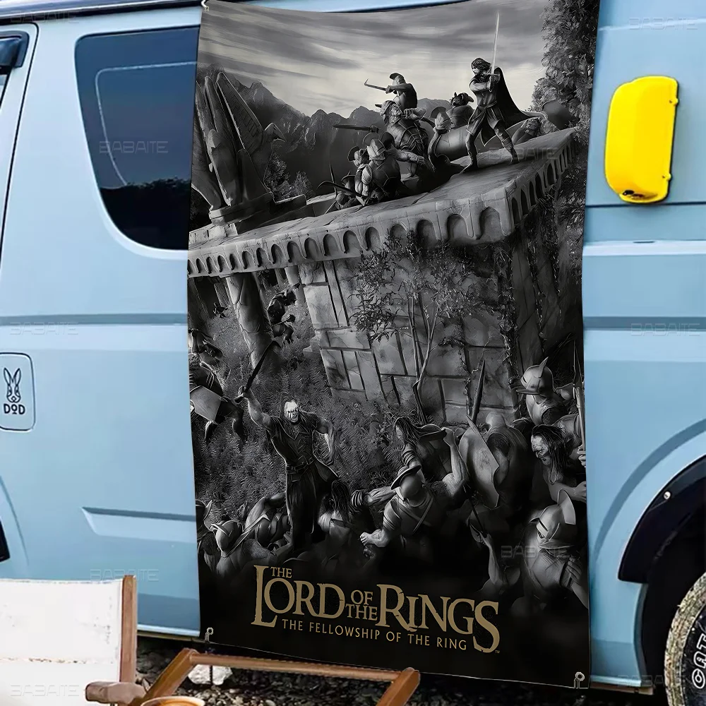 The L-Lords Of The R-Rings Creative Pattern Hanging Flag Polyester Printed Banner Hand Pulled Flag