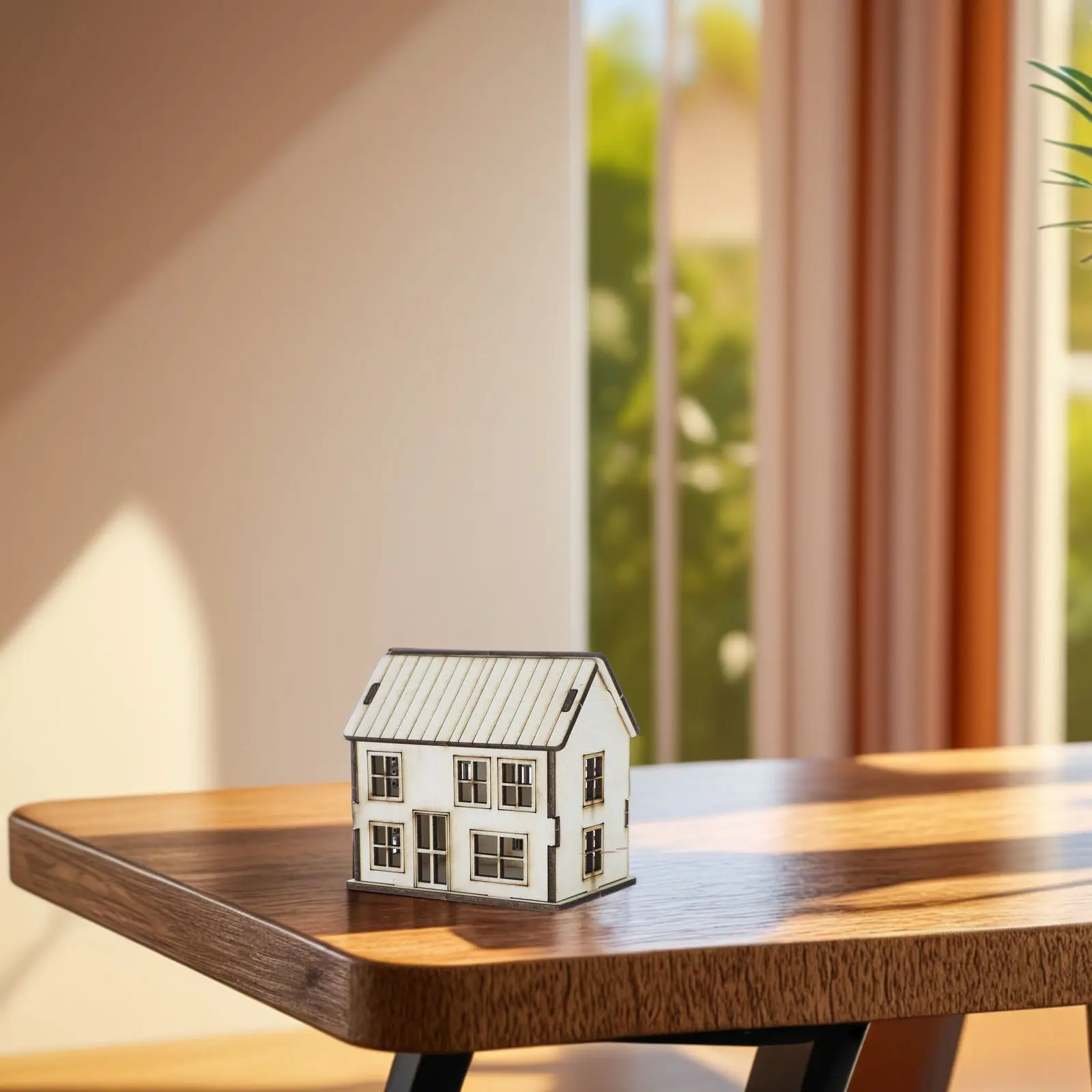 

Набор для сборки миниатюрного деревянного домика DIY: неокрашенный, бежевый, для рождественской деревни, декоративный пазл, праздничная сцена