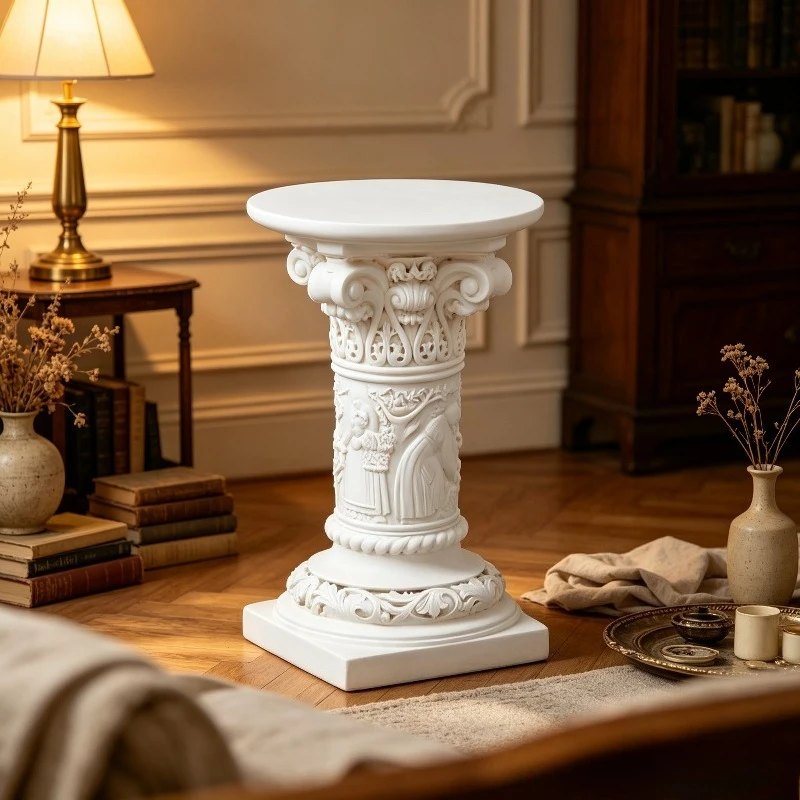 Classic Roman Column Display Stand,Resin Pedestal Plinth Holder for Flower Pot, Vintage Sculpture Plinth for Wedding Home Decor.