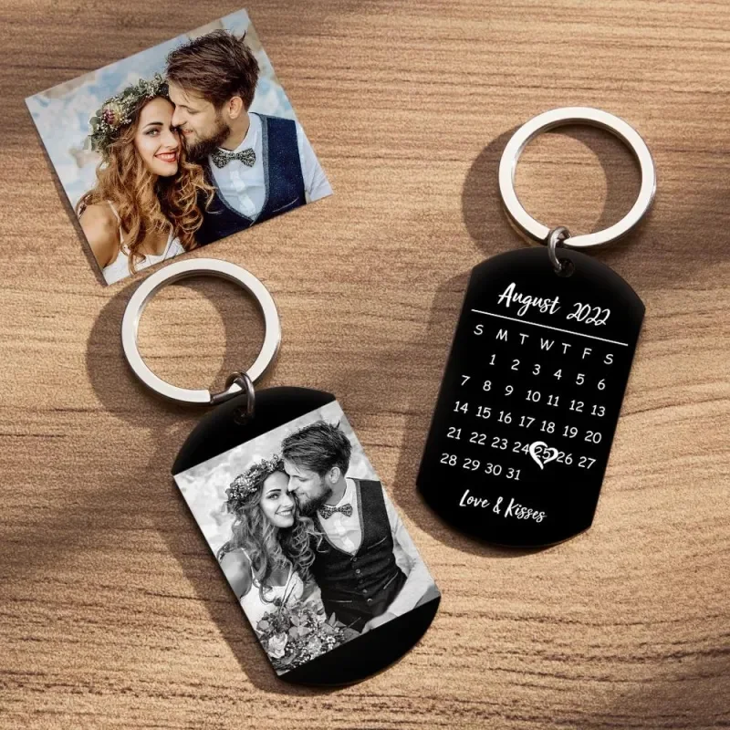 Custom Keychain Photo Calendar Keychain Tag Keychain Gift For Newly Married Couples Key Chains Keychains