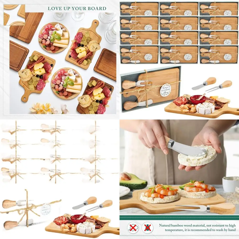 

Бамбуковый свадебный подарочный набор для детского душа: деревянная доска для сыра с ножами, вилками и бирками с благодарностью