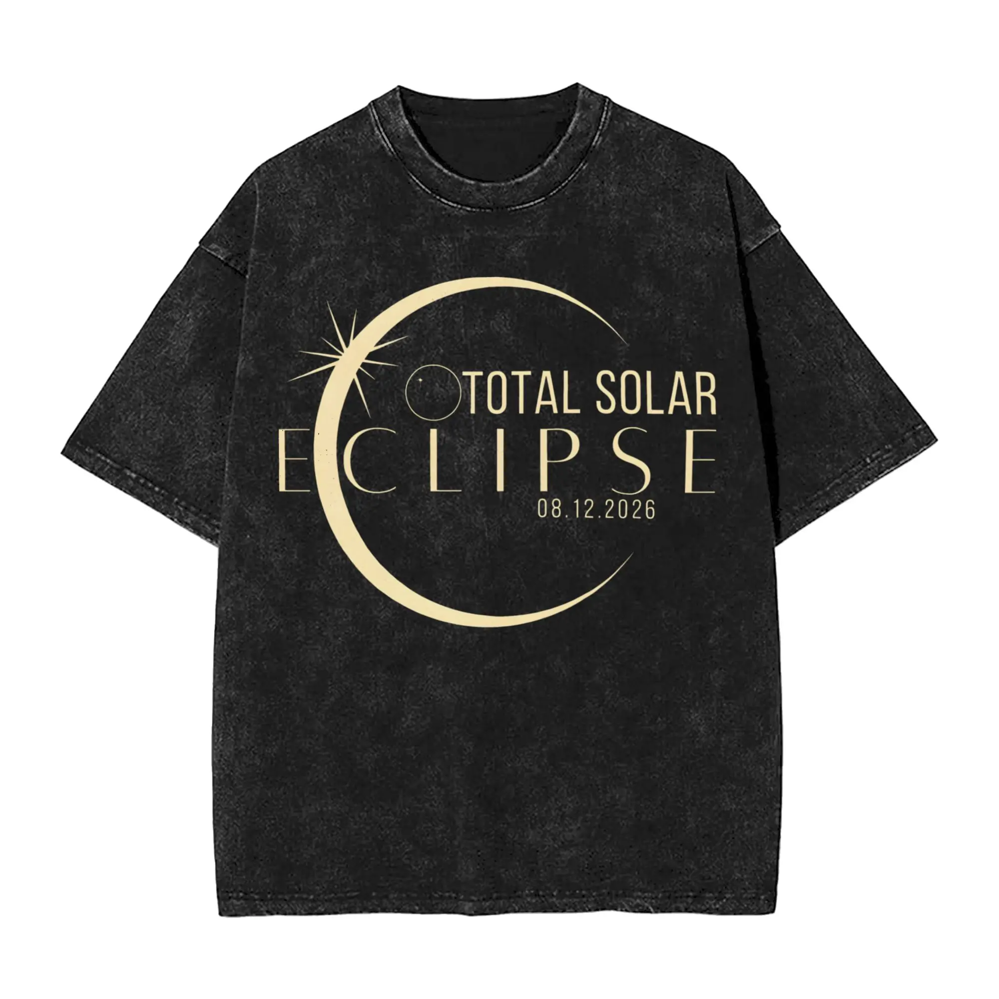 Men's T-Shirt Iceland Total Solar Eclipse August 2026  Washed T Shirts Novelty  Summer Tee Shirt Y2K Fun Simple Casual Tops