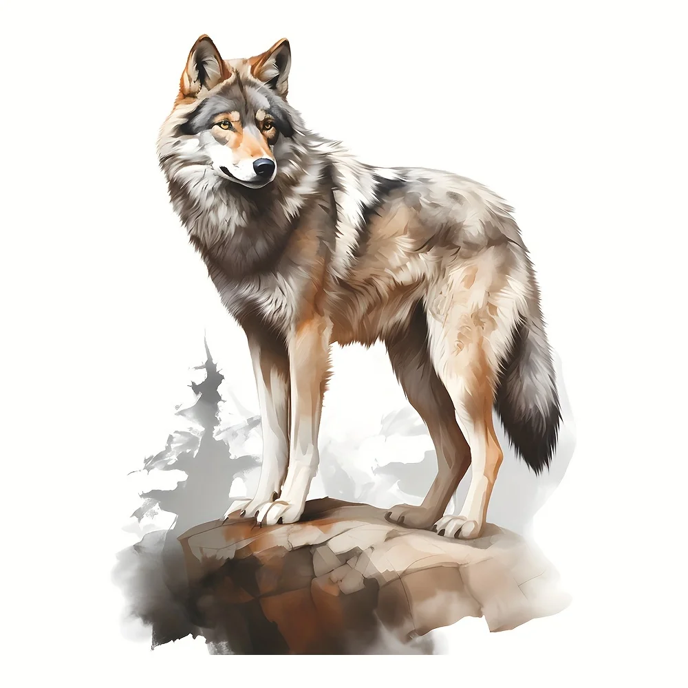 2D flat design, 1 piece of painted lone wolf wall sticker, suitable for bedroom, living room, entryway, home wall decoration