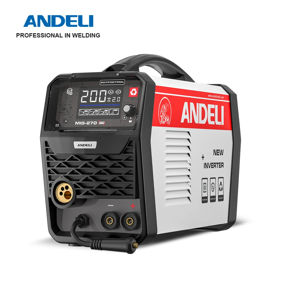 ANDELI MIG-270 Semi-automatic Welding Machine 3 in 1 MIG/Lift TIG/Stick Inverter MIG Welder Gas/Gasless Welding for Household