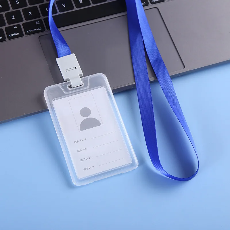 10Pcs Card Cover ID Card Holder With Silicone Rope Professionals Employee Access Control Card Holder ID Badge Lanyard Holder
