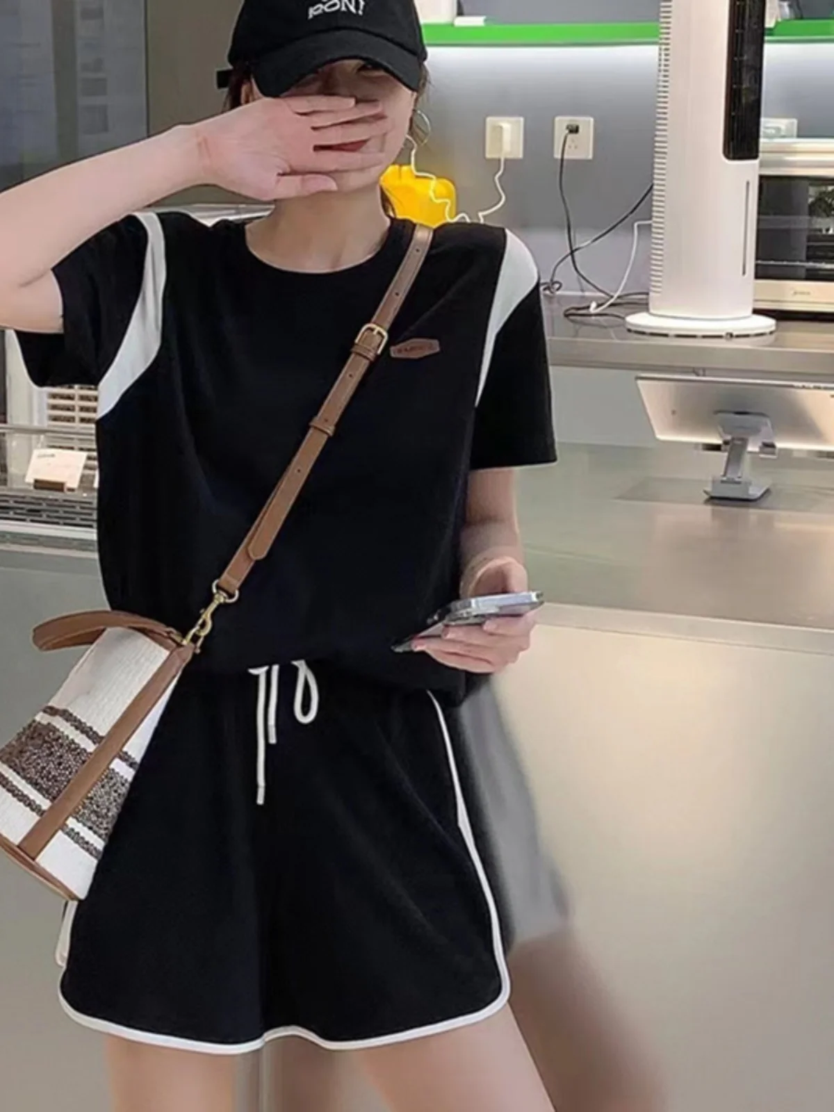 

Summer New Women's Casual Sports Set Short Sleeve Shorts Running Suit Small Size Two-Piece Cotton Blend Online Exclusive