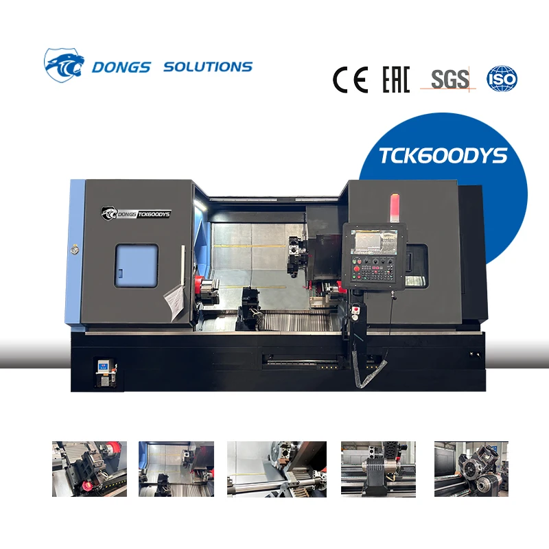 DONGS TCK600DYSTwin Spindle CNC Turning Lathe Double Ended With Live Tooling Processing Sub Spindle Cnc Lathe