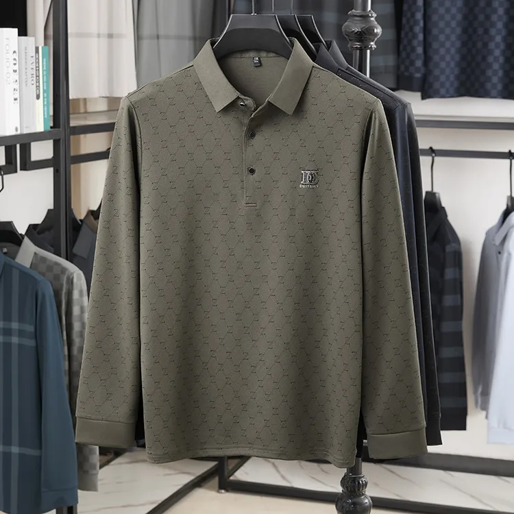 

2025 Men's Warm and Casual Long Sleeved Polo Shirt for Autumn and Winter