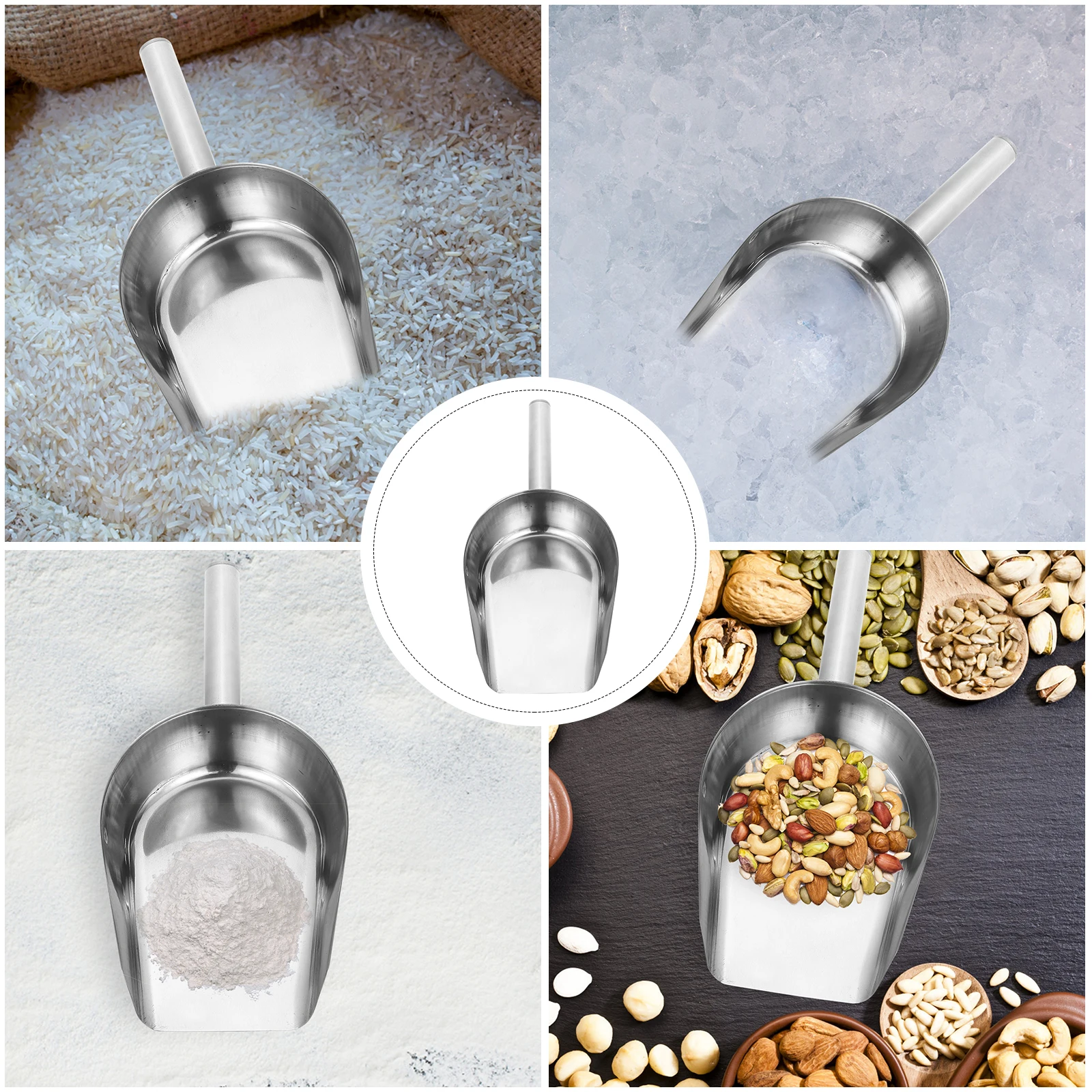 

Stainless Steel Multi functional Shovel Ice Scoop Rice Scooper Cube Flour Tool Reusable Smooth Surface