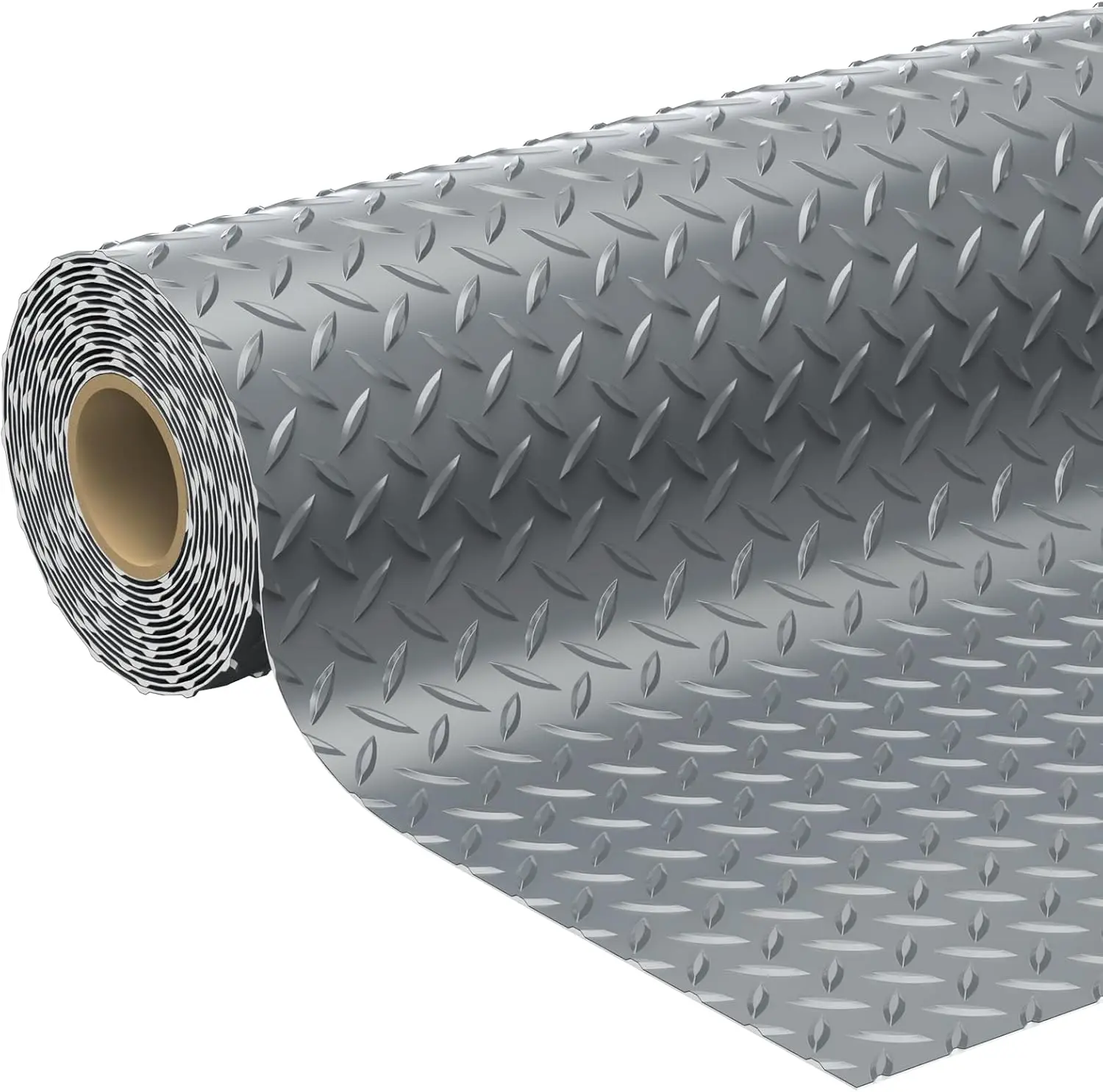 

7.8 x 20 FT Garage Floor Mat, 2.8mm Thickness Diamond Plate Vinyl Garage Flooring Roll for Under Car, Large Size 156 SQFT