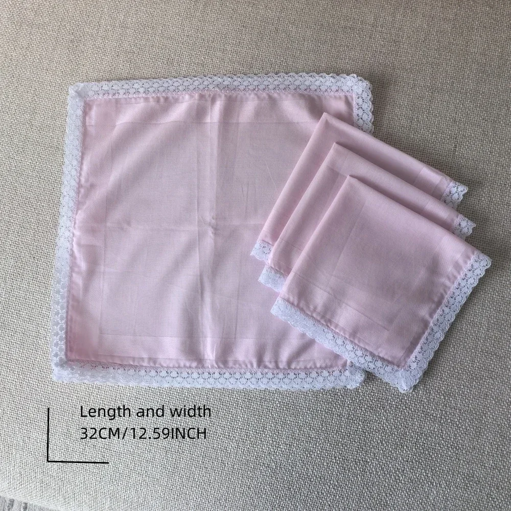Mouchoir fin en dentelle de tissu de coton pur, décoration de mariage, ornement de maison, décoration de sac, 32cm, 12,6 pouces, 6 pièces