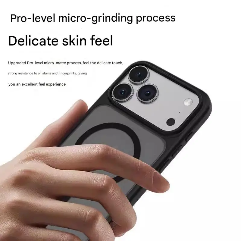 

BLUEO Anti-fall Mobile Phone Protection Case Anti-Fingerprint Armor Magnetic Scrub Simple Applicable for IPhone17 Pro Max Gift