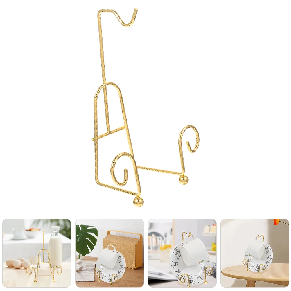 

2pcs Mug Rack Coffee Cup Holder Countertop Organizer Metal Display Stand Home Office Coffee Shop Gold-Plated Ceramic Plate