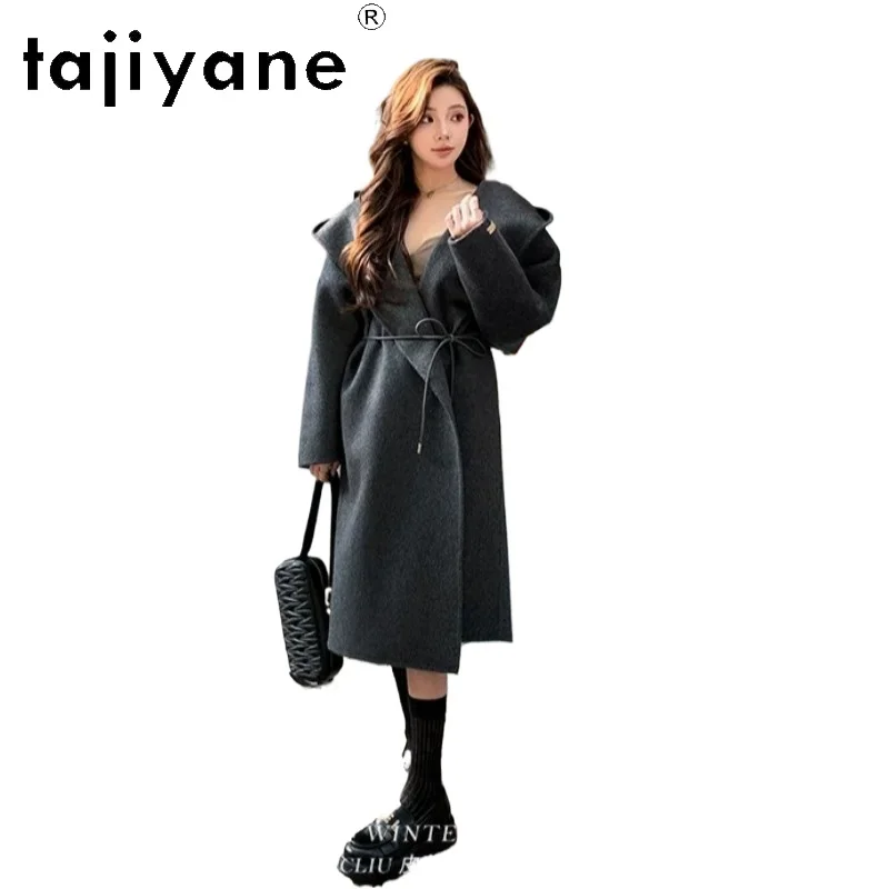 TAJIYANE 80% Wool Coat Women Thicken Cape Trench Coats for Women Clothing Long Winter Coat Solid Hooded Польто Женское Premium