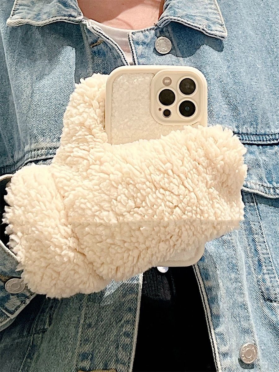 IPhone 15 Promax Plush Gloves 14 Iphone 13 Phone Case 12 Winter Antifreeze 11 Warm XS Women's XR Case image 3