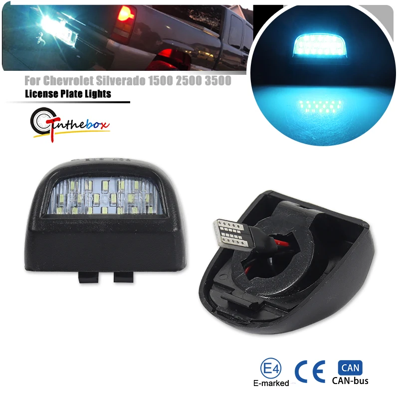 2Pcs For Chevrolet Suburban Silverado 1500 2500 3500 Tahoe LED Number License Plate Light Lamps For GMC Sierra Yukon XL Cadillac