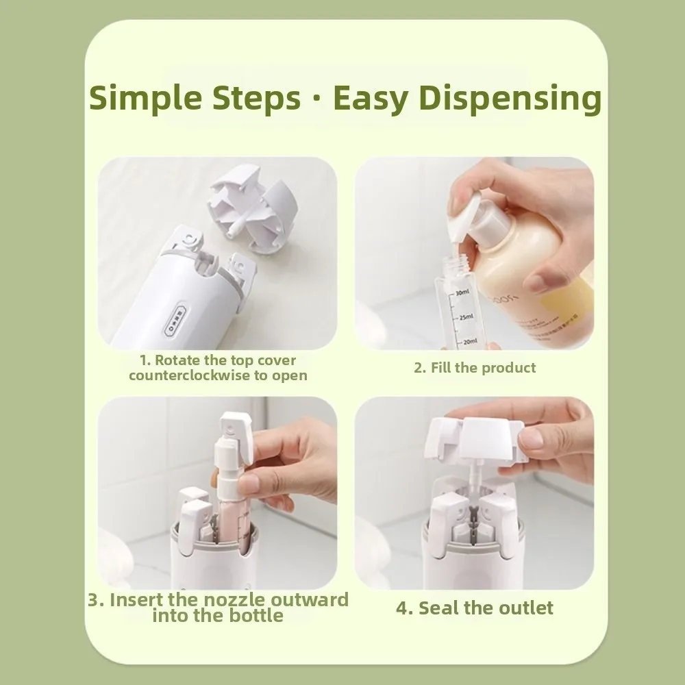 Conjunto de garrafas recarregáveis de viagem 4 em 1, à prova de vazamento, kit de garrafa vazia reutilizável, portátil, removível, shampoo, recipiente vazio, loção